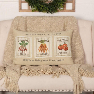 Farmer's Market Garden Veggie Pillow 14x22 - The Fox Decor
